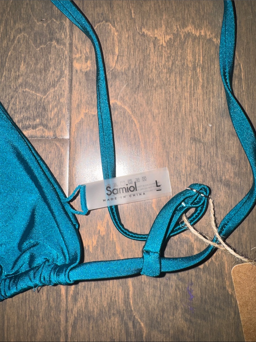Samiol Turquoise Ruched Rhinestones Bikini Set - Picture 2 of 6